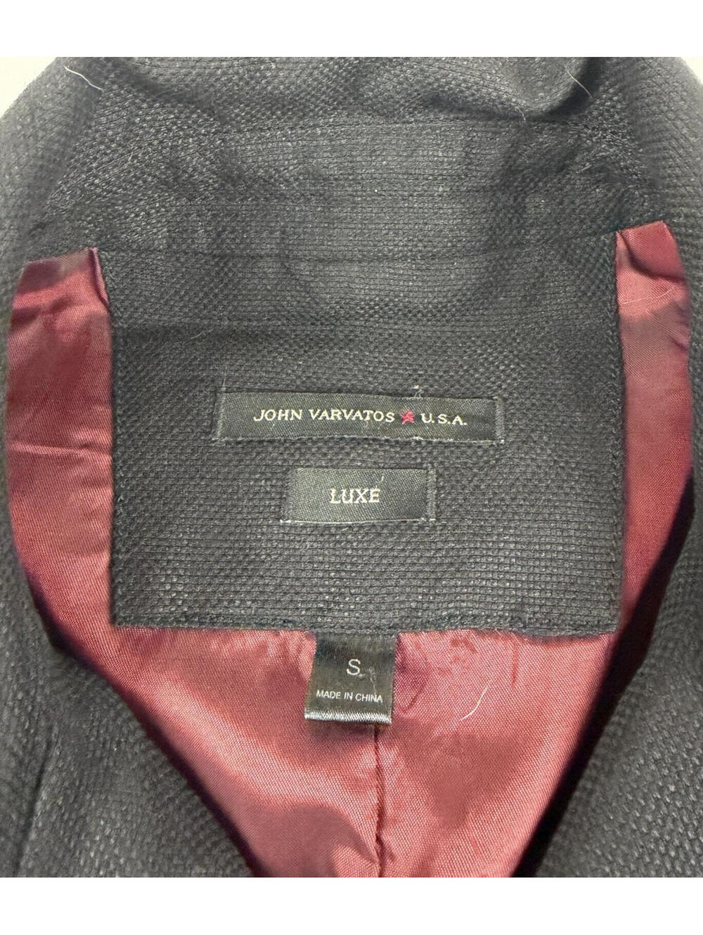 John Varvatos USA Luxe Double Breasted Pea Coat Cotton Linen Black Size S - Picture 7 of 10